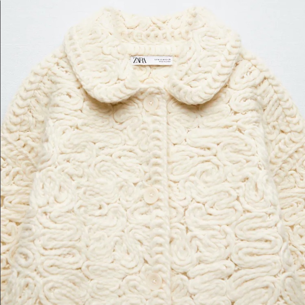 Zara Ecru Structured Wool Blend Coat - Picture 13 of 17